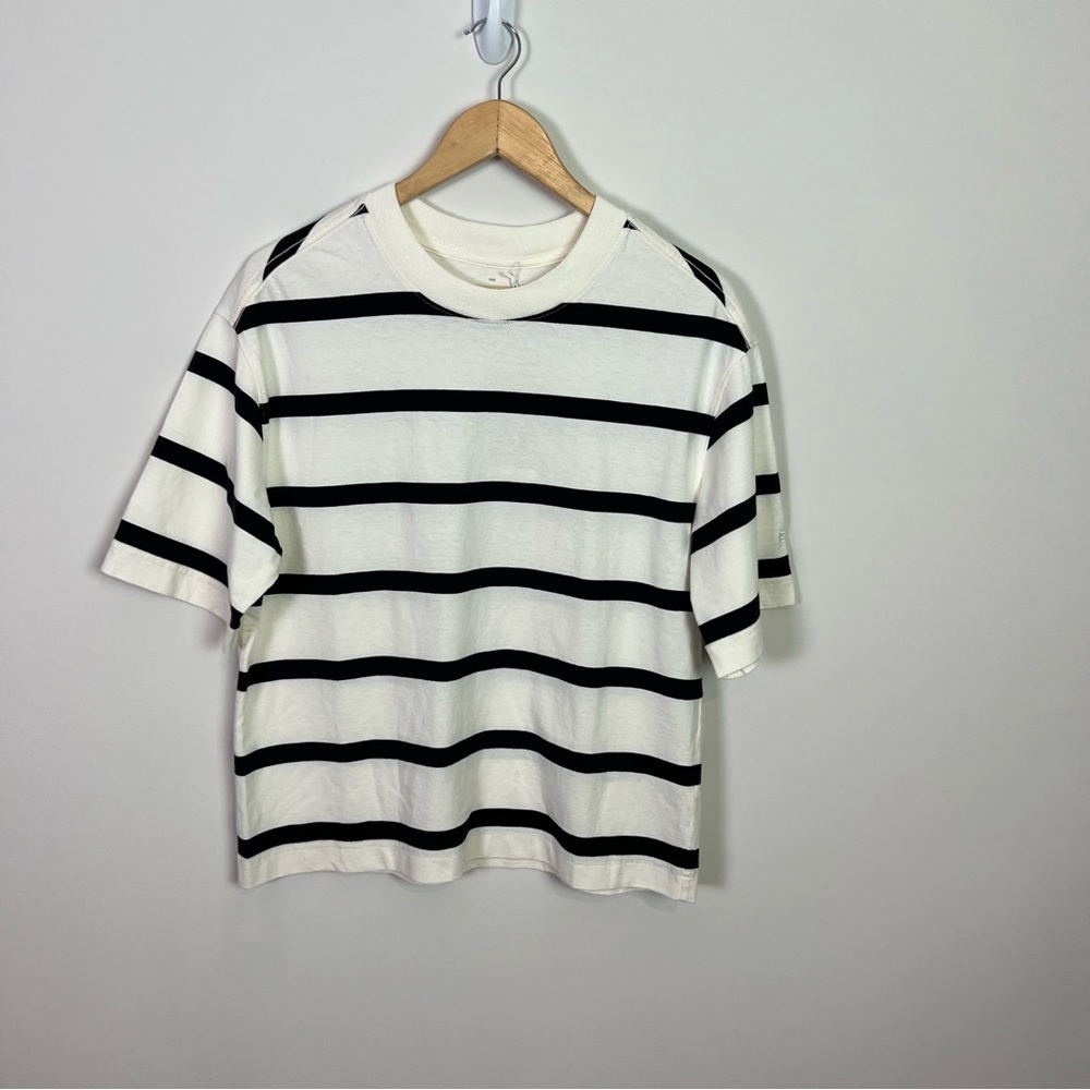 Everlane The Premium Weight Relaxed Striped Tee Shirt Women Organic Cotton New - Picture 3 of 8